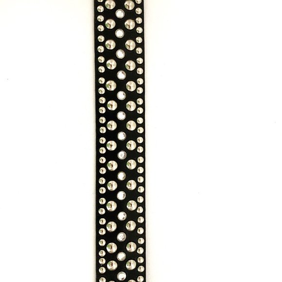 Black Genuine Leather Heavy Studded Crystal Belt M main image 8